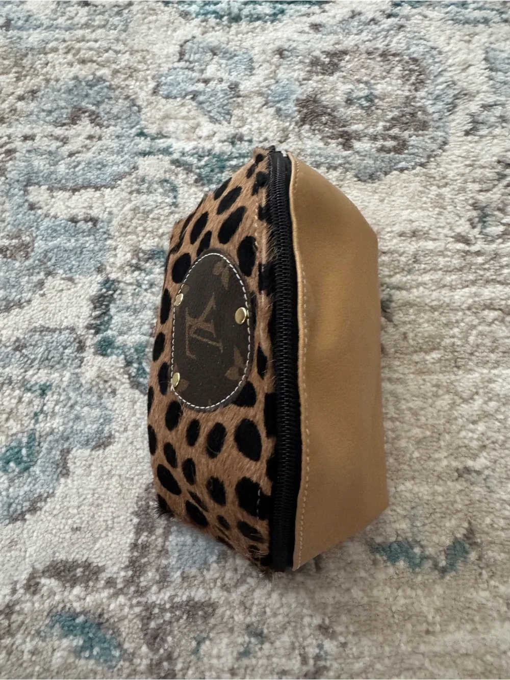 Cow High Brown Cowhide Animal Print Makeup Cosmetic Bag Zipper Pouch Western